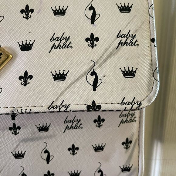 Baby Phat black and white logo satchel/shoulder bag with gold tone accent. - Picture 11 of 11